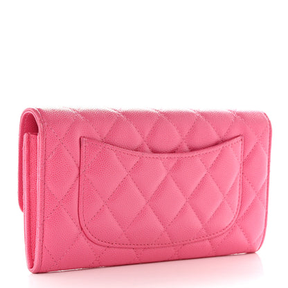 Chanel Caviar Quilted Large Gusset Flap Wallet Pink 3 of 9
