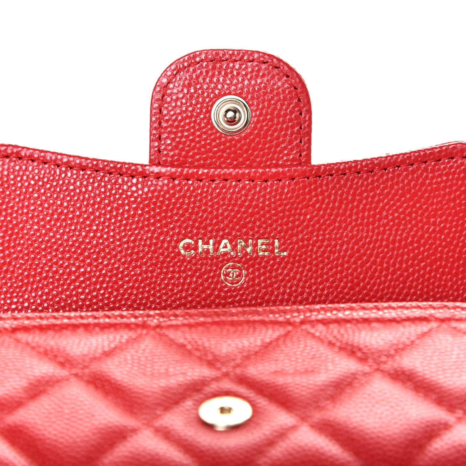 Chanel Caviar Quilted Flap Card Holder Wallet Red 6 of 8