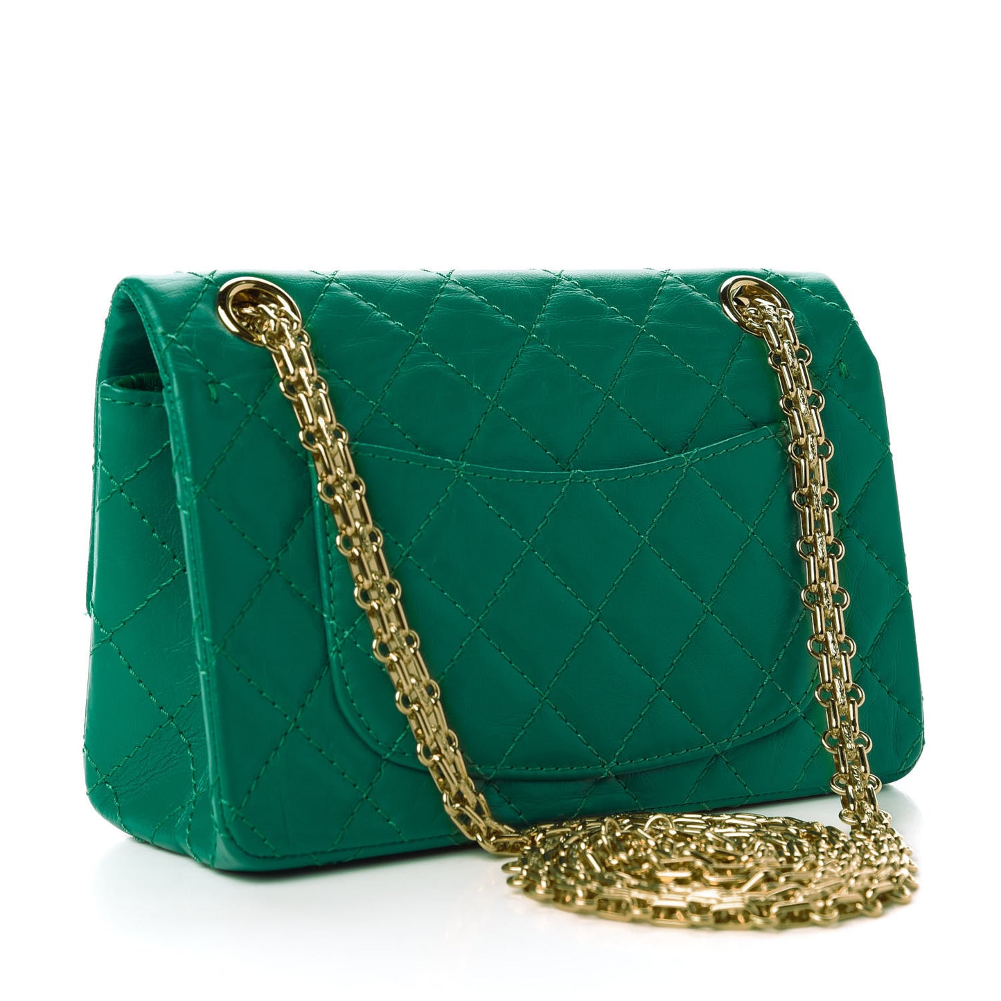 Aged Calfskin Quilted 2.55 Reissue Mini Flap Green