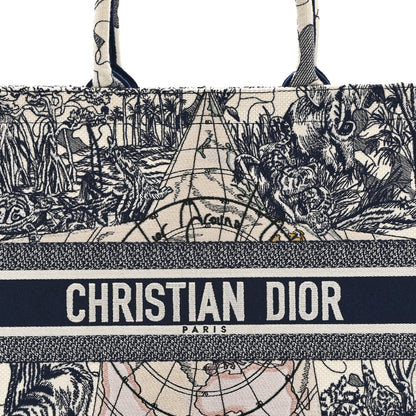 Christian Dior Canvas Embroidered Large Around The World Book Tote Blue 8 of 11