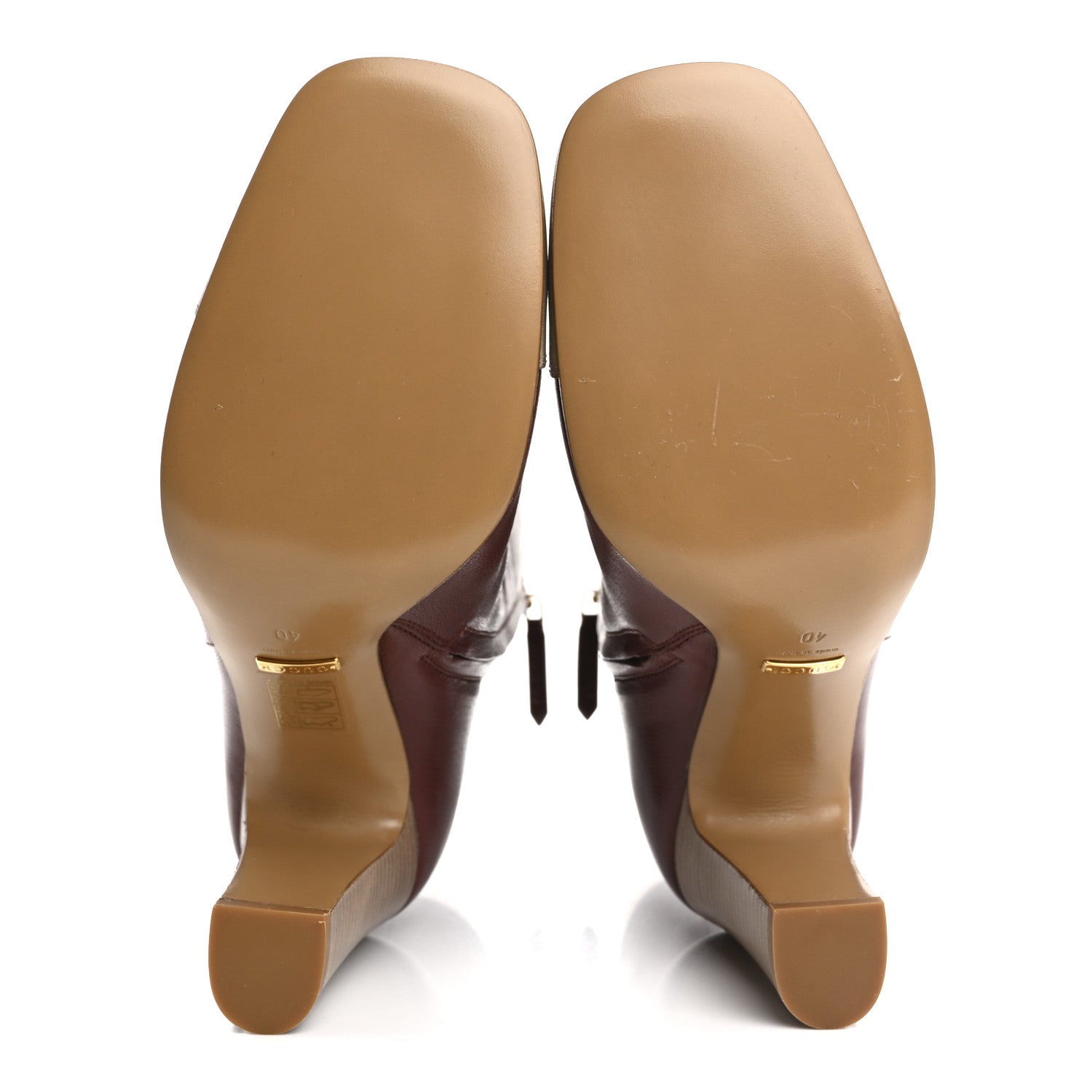Gucci Goatskin Hills Logo Boots 40 Oatmeal Garnet 6 of 10