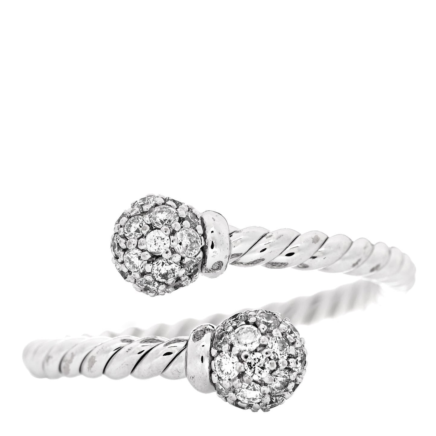 18K White Gold Diamond Solari Bypass Ring 53 6.5
