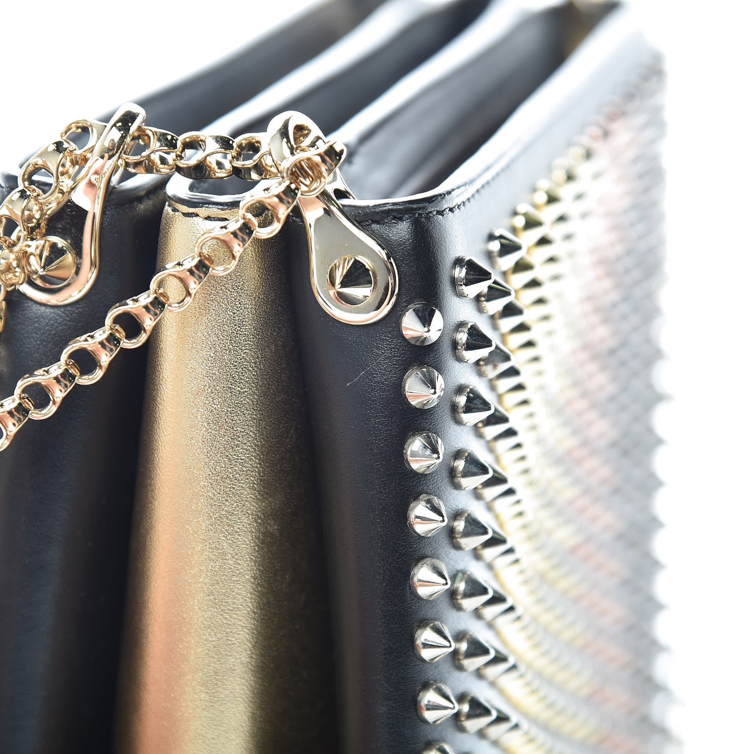 Christian Louboutin Calfskin Ombre Spiked Tribouli Shoulder Bag Black 11 of 12