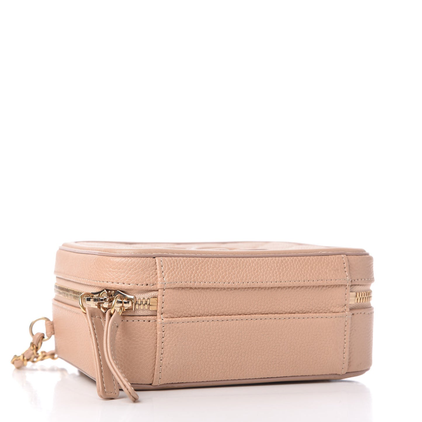 Caviar Quilted Small CC Filigree Vanity Case Beige