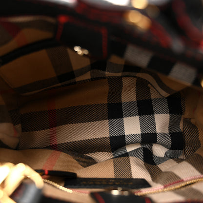 Burberry Shearling Calfskin Patchwork Small Banner Tote Black Multicolor 5 of 11