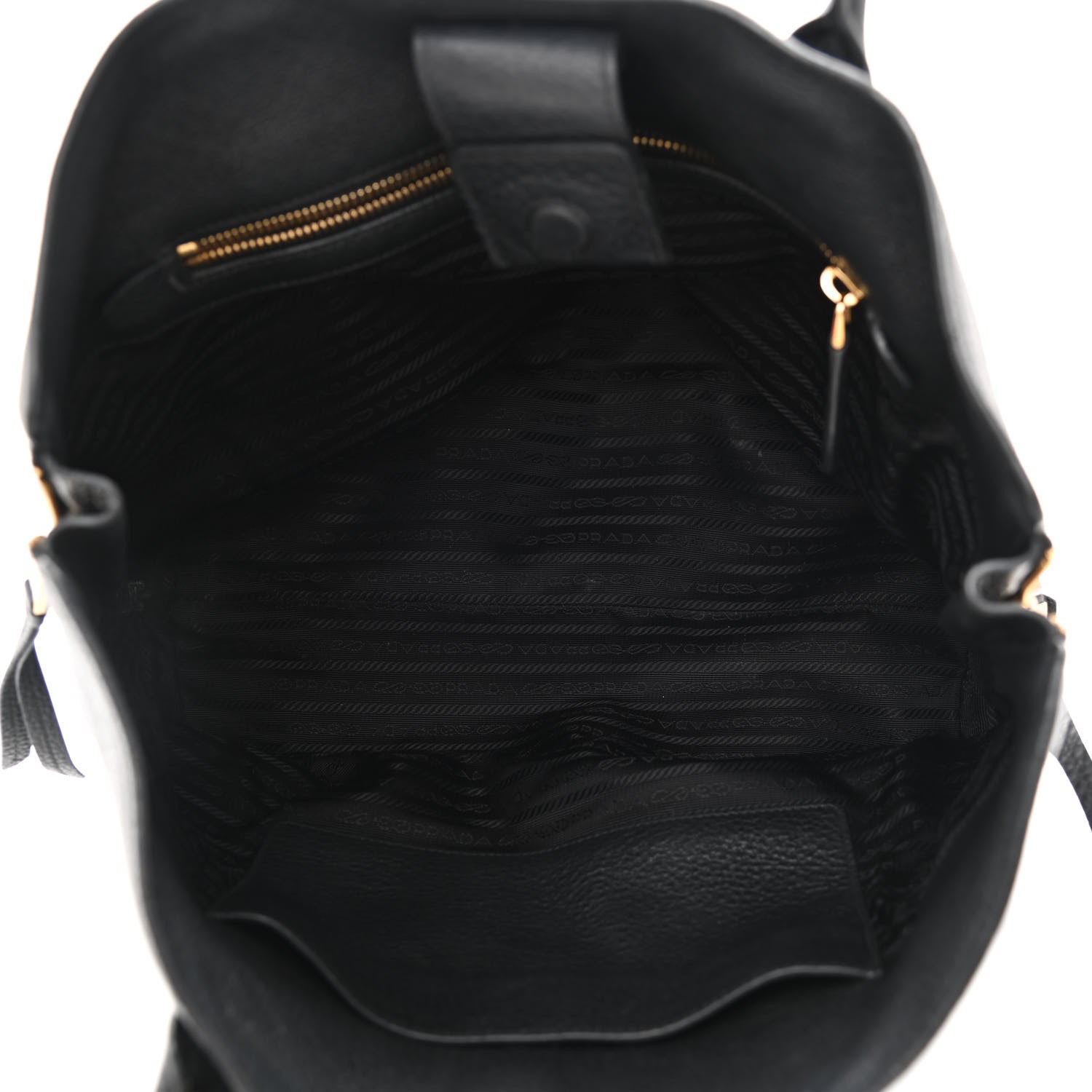 Prada Vitello Daino Side Zip Tote Black 4 of 9