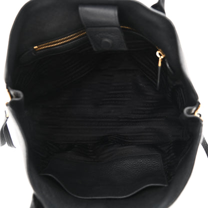 Prada Vitello Daino Side Zip Tote Black 4 of 9