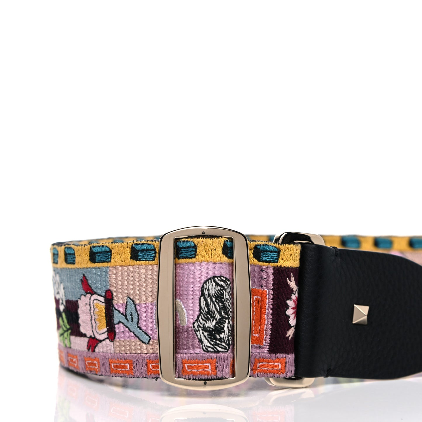 Canvas Counting Rockstud Guitar Strap Multicolor