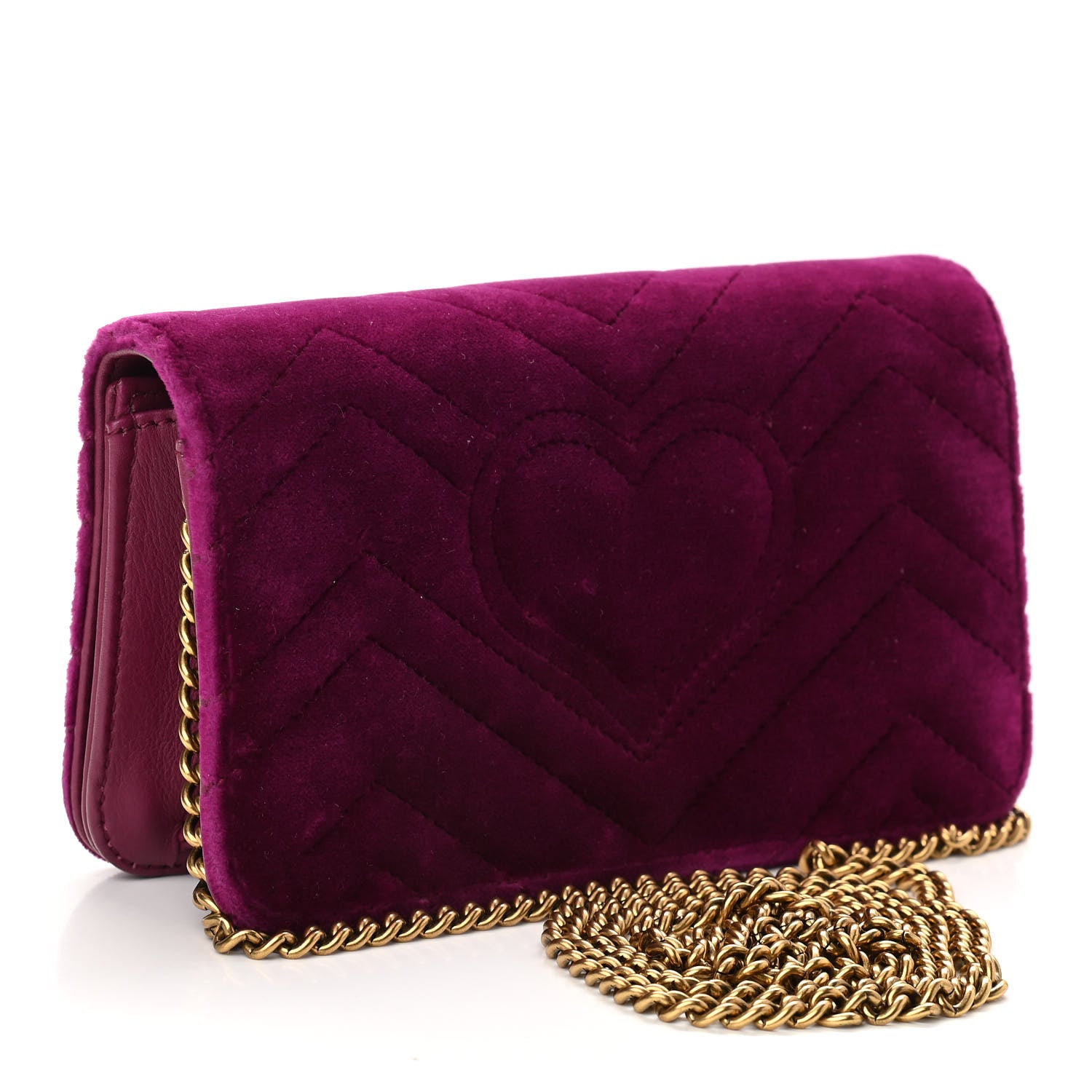 Gucci Velvet Matelasse GG Marmont Mini Bag Fuchsia Violet Cyclamen 3 of 11