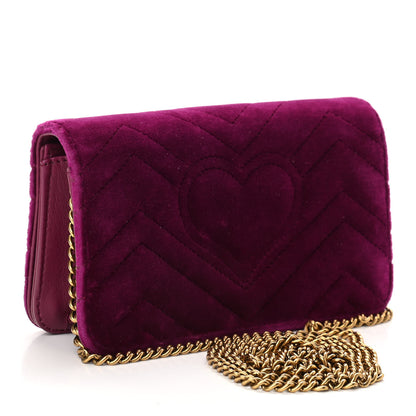Gucci Velvet Matelasse GG Marmont Mini Bag Fuchsia Violet Cyclamen 3 of 11