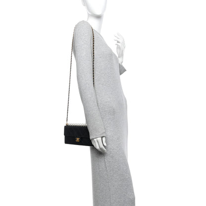 Chanel Goatskin Quilted Chic Pearls Clutch With Chain Black 2 of 12