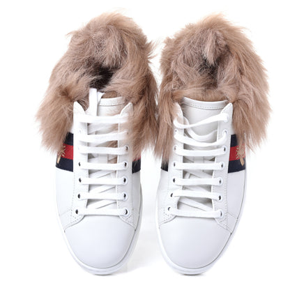Gucci Calfskin Wool Web Bee Embroidered Womens Ace Sneakers 36.5 White 5 of 9