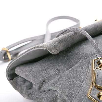 Balenciaga Suede Gold Metallic Edge Hardware Envelope Strap Clutch Gris Perle 8 of 10