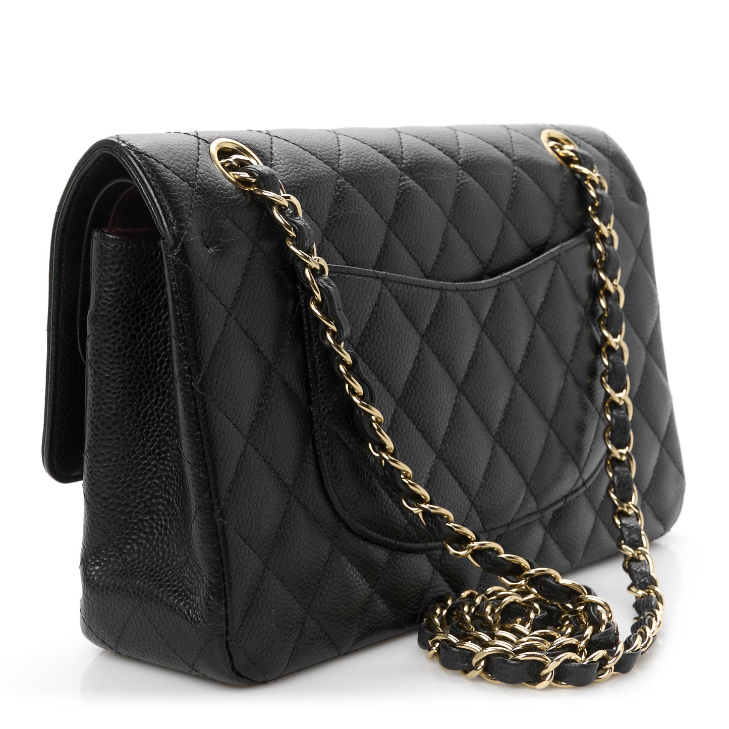 Caviar Quilted Medium Double Flap Black