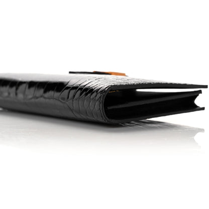 Hermes Shiny Niloticus Crocodile Bearn Wallet Black 9 of 10