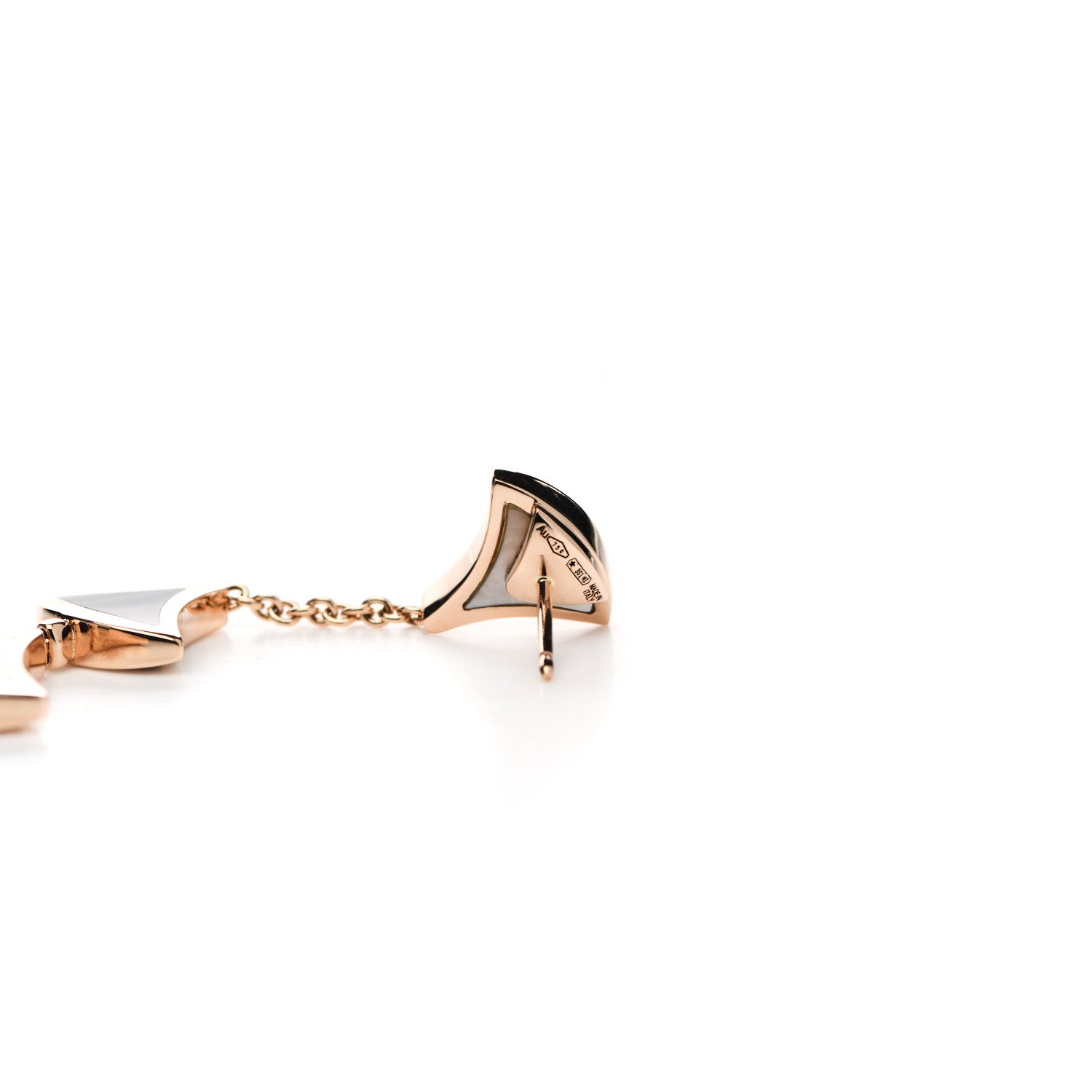 Bulgari 18K Rose Gold Black Onyx Mother of Pearl Divas' Dream Drop Earrings 5 of 6