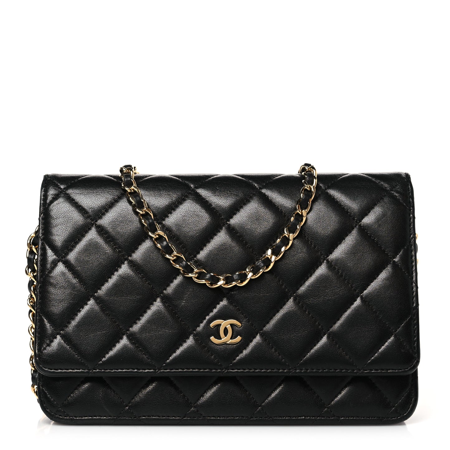 Lambskin Quilted Wallet On Chain WOC Black