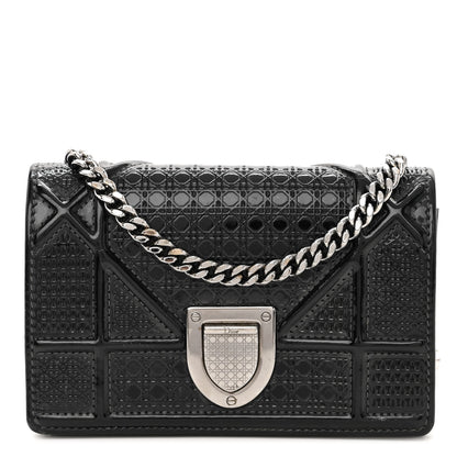 Christian Dior Patent Micro-Cannage Baby Diorama Flap Bag Black 1 of 10