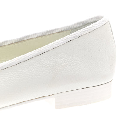 Chanel Calfskin Patent Cap Toe CC Ballerina Flats 36 White 10 of 13
