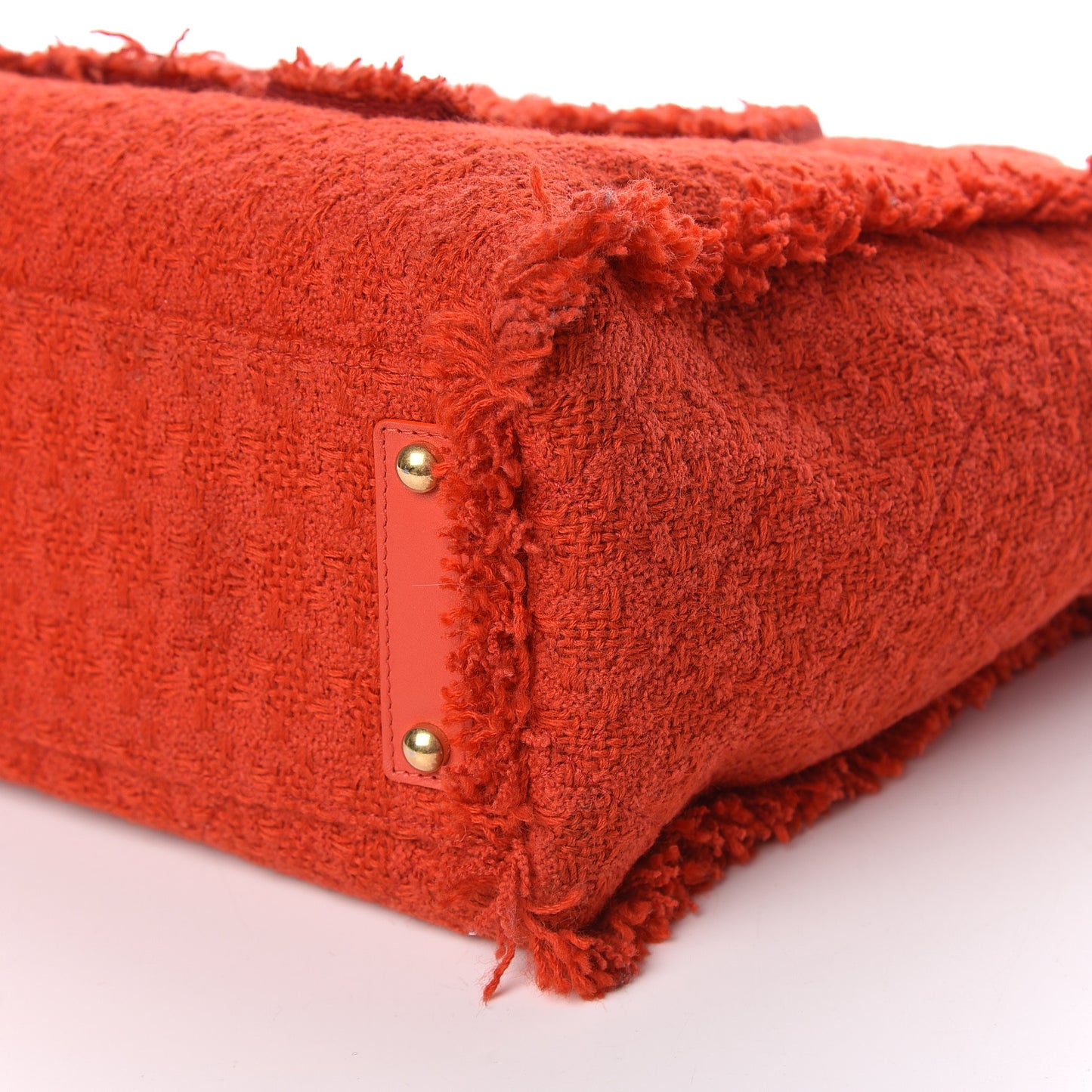 Wool Tweed Large Zipped Shopping Tote Red