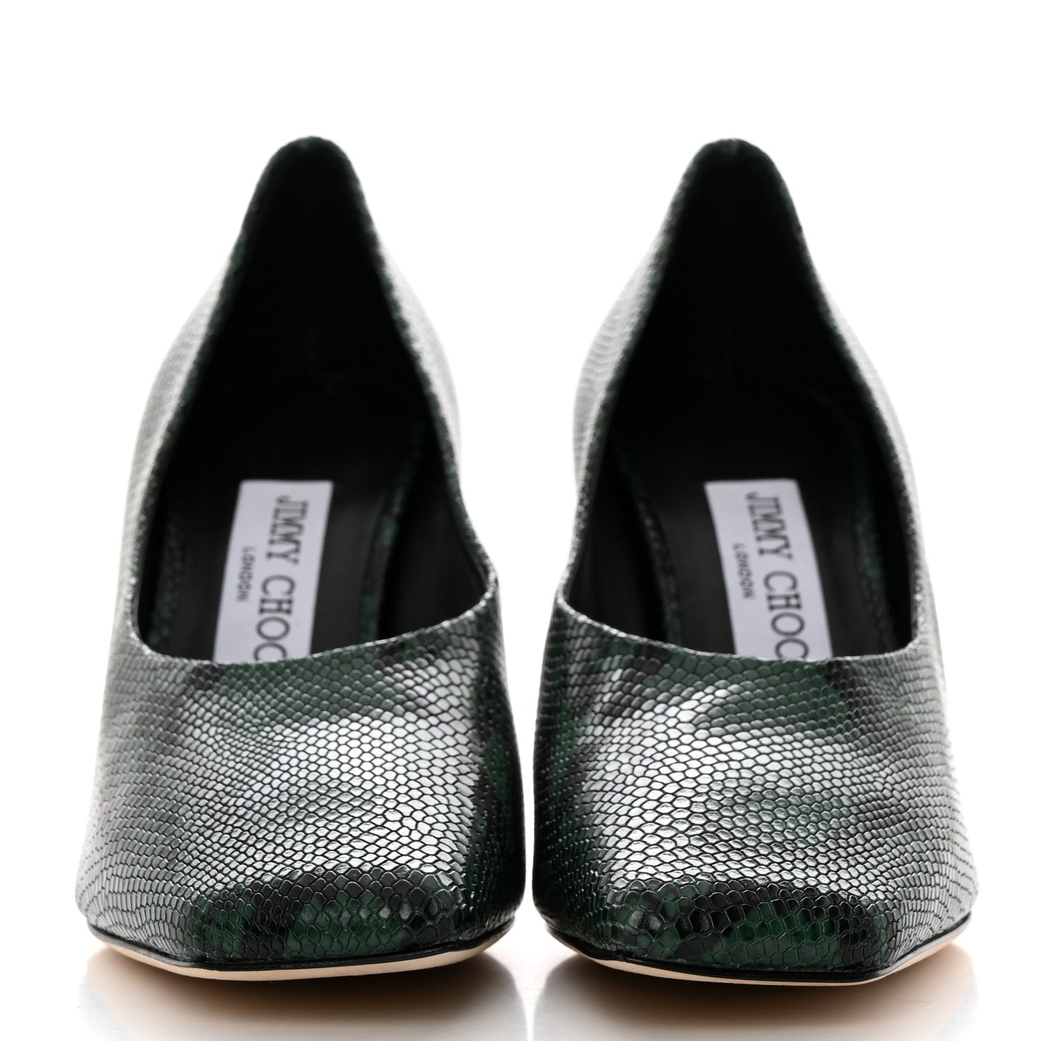 Jimmy Choo Snake Printed Calfskin Marcella 85 Pumps 36.5 Dark Moss 2 of 8