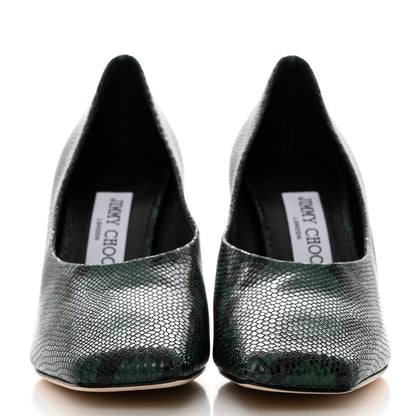 Jimmy Choo Snake Printed Calfskin Marcella 85 Pumps 36.5 Dark Moss 2 of 8