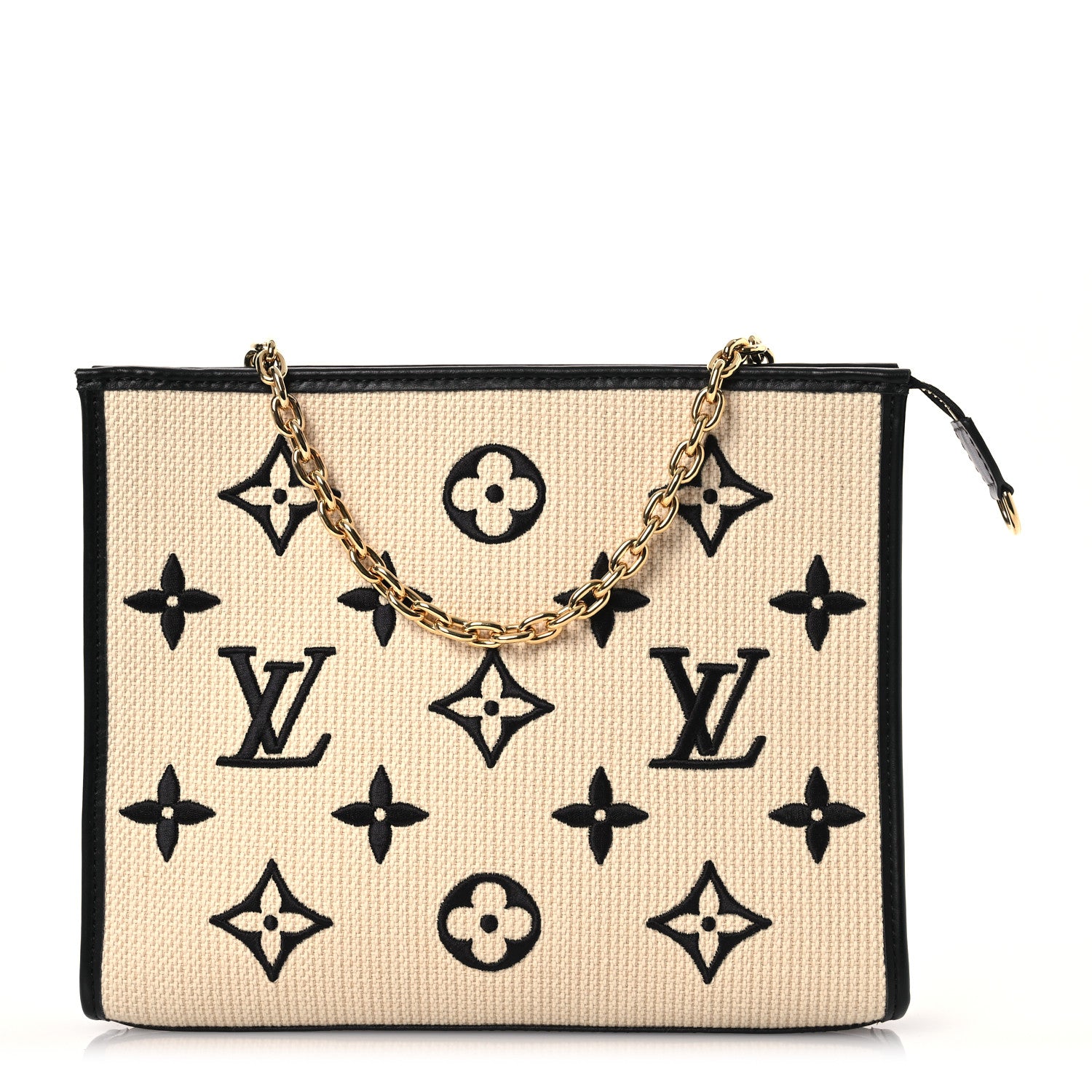 Louis Vuitton Raffia Calfskin Monogram Toiletry Pouch 26 On Chain Beige Black 1 of 10