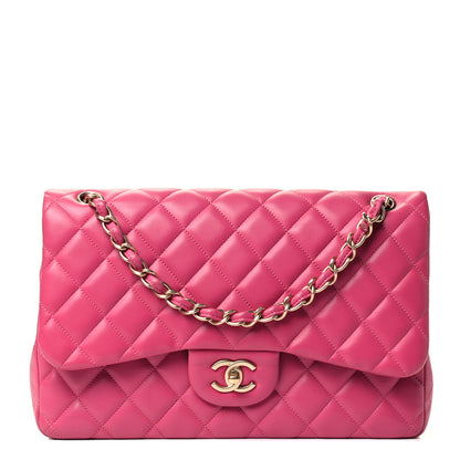 Chanel Lambskin Quilted Jumbo Double Flap Dark Pink 1 of 4