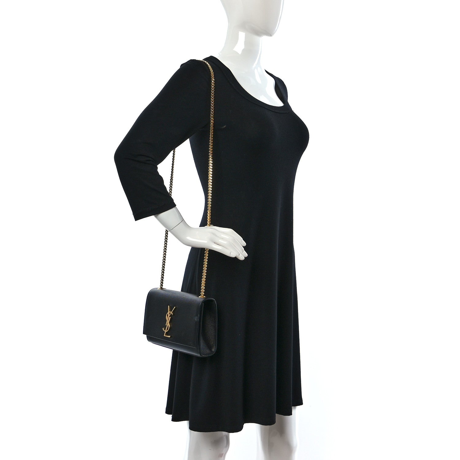 Saint Laurent Grain De Poudre Small Monogram Kate Satchel Black 2 of 8