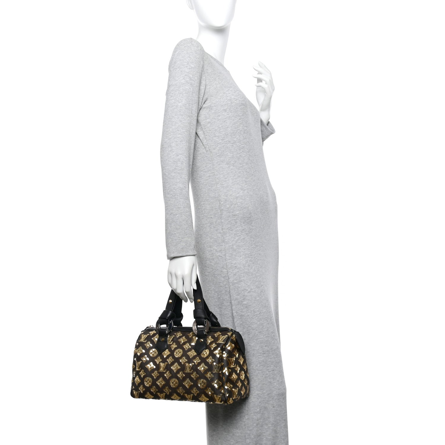 Louis Vuitton Monogram Sequins Eclipse Speedy 28 Gold 2 of 10