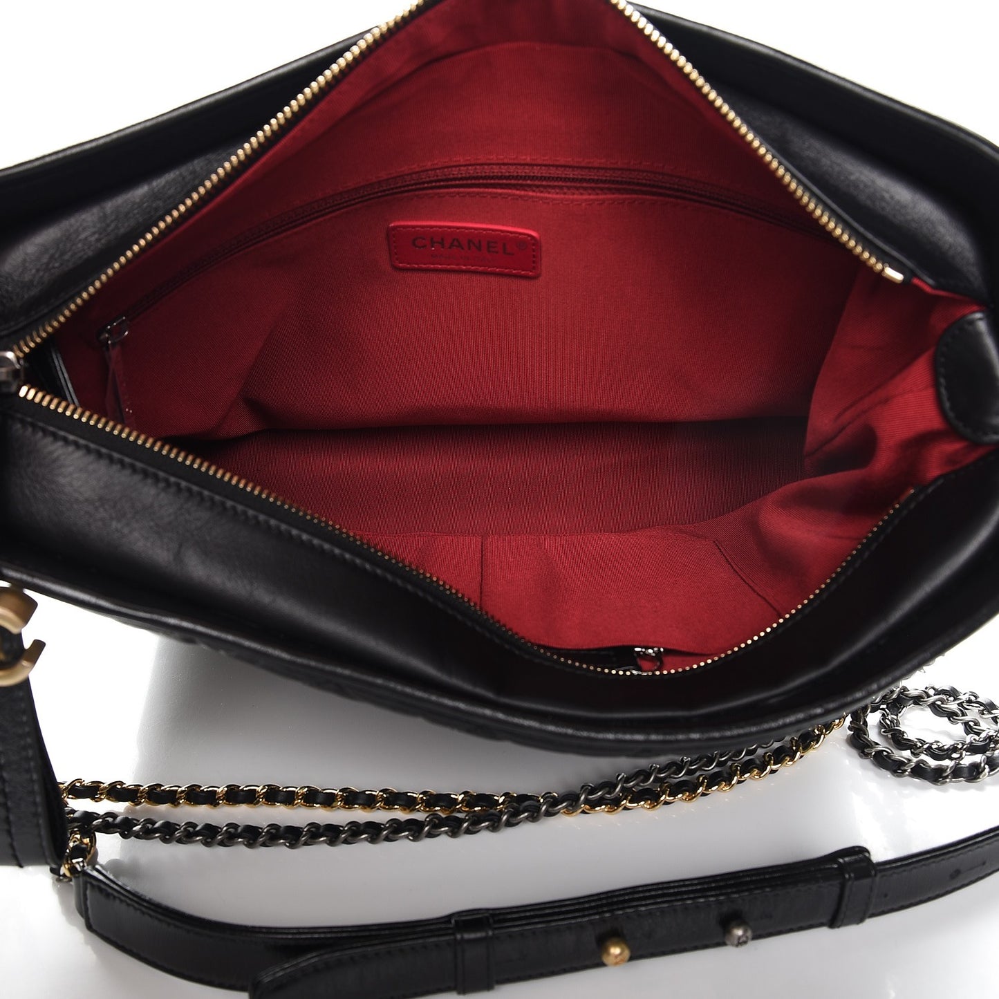 Aged Calfskin Quilted Large Gabrielle Hobo Black