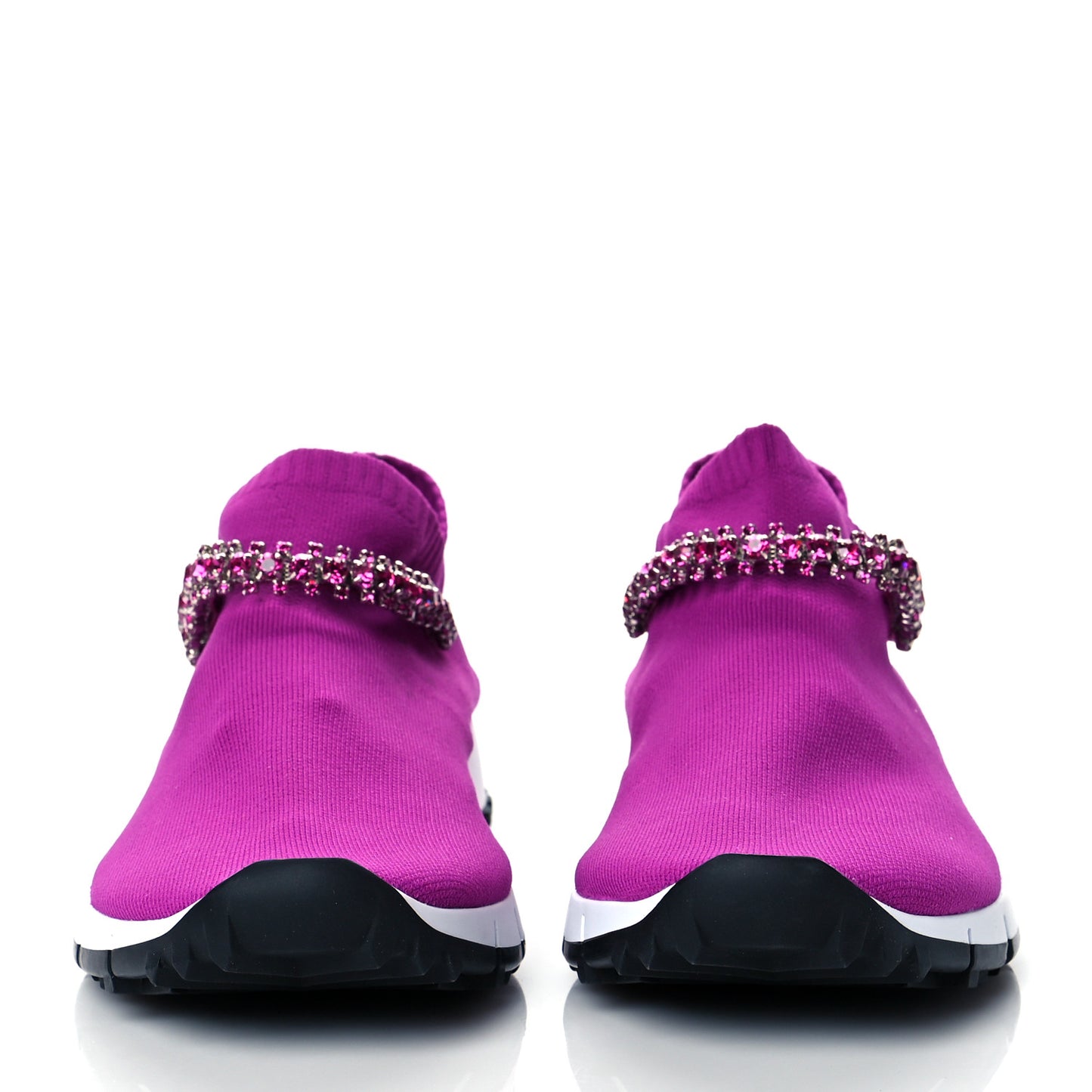 Stretch Fabric Crystal Ankle Sock Sneakers 40 Fuchsia