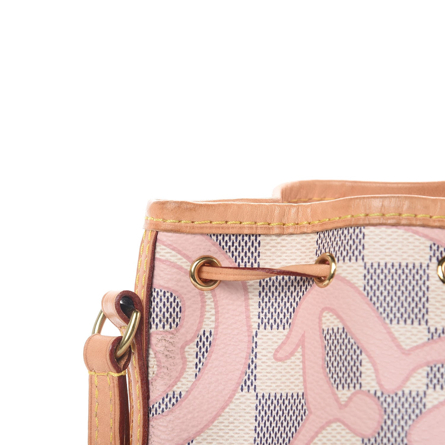 Louis Vuitton Damier Azur Tahitienne Nano Noe Rose Ballerine 8 of 11