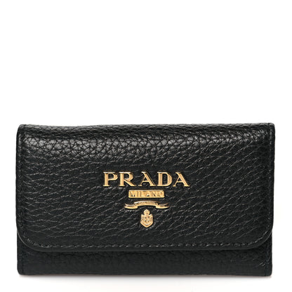 Prada Vitello Grain Move 6 Key Holder Black 1 of 9