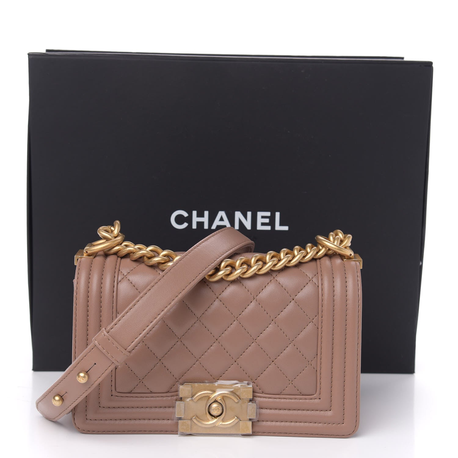 Chanel Lambskin Quilted Small Boy Flap Beige 11 of 11