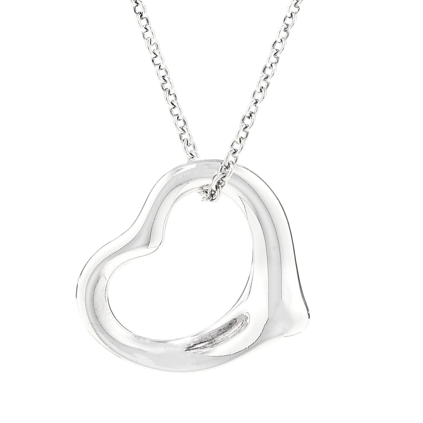 Sterling Silver 16mm Elsa Peretti Open Heart Pendant Necklace