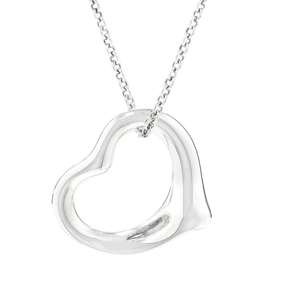 Tiffany Sterling Silver 16mm Elsa Peretti Open Heart Pendant Necklace 4 of 8