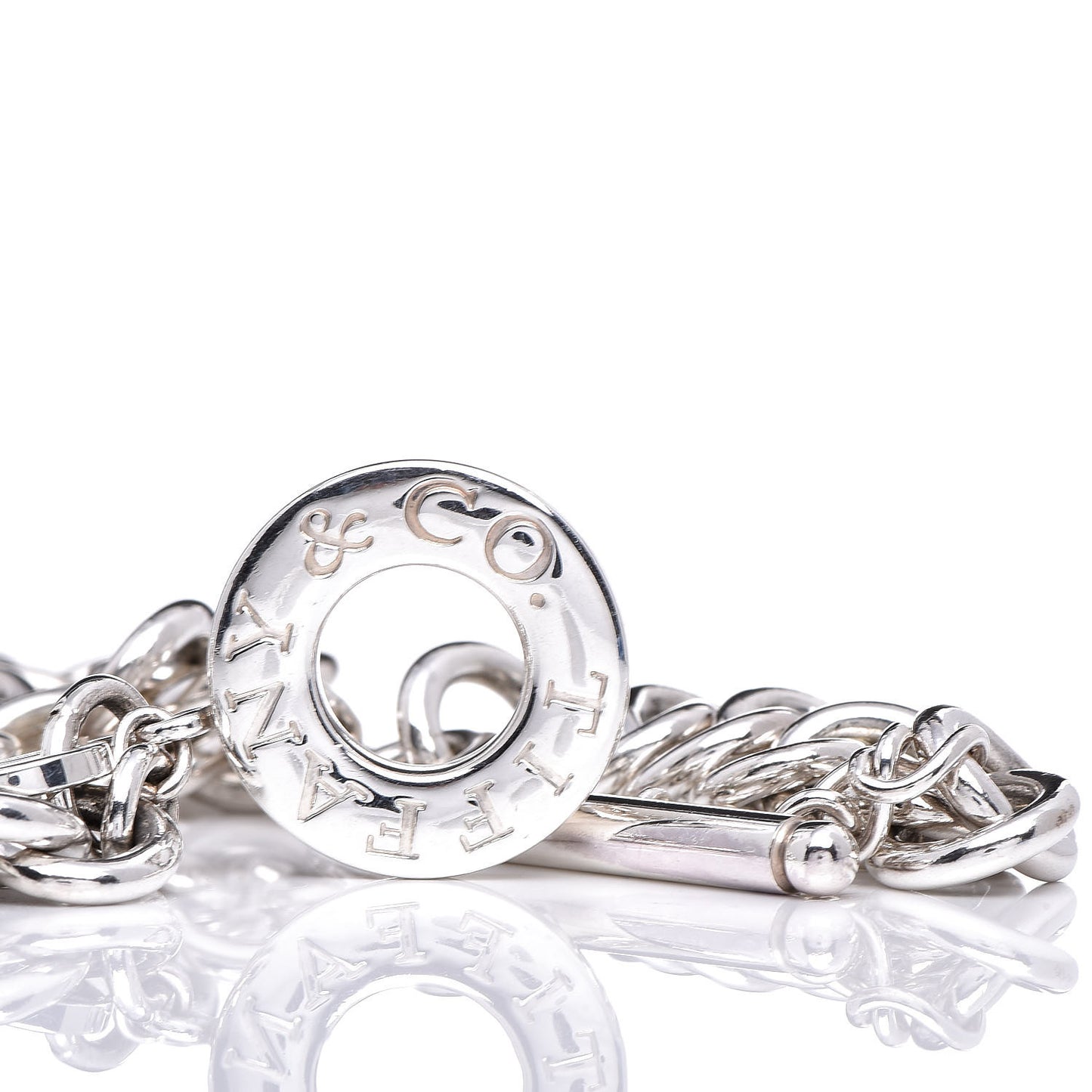 Sterling Silver Heart Tag Toggle Necklace