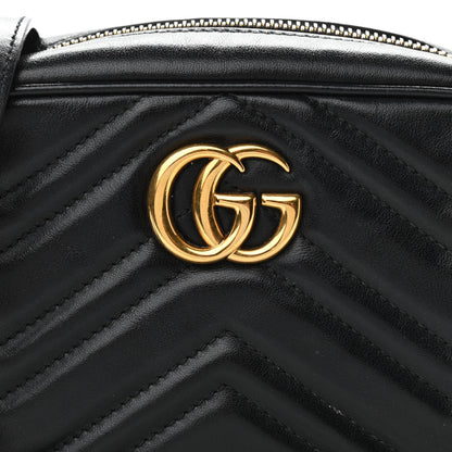 Gucci Calfskin Matelasse Mini GG Marmont Chain Shoulder Bag Black 9 of 11