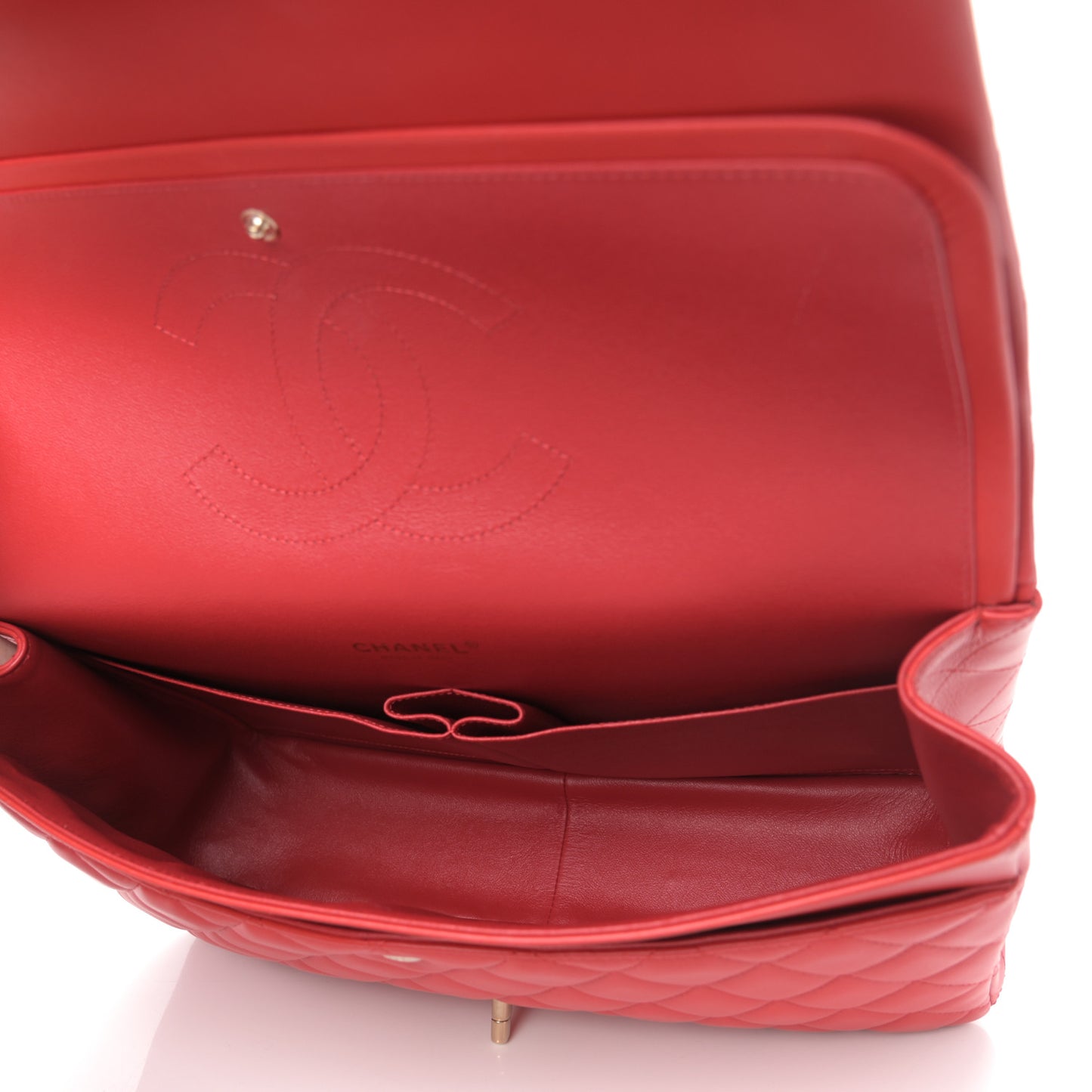 Lambskin Quilted Maxi Double Flap Red