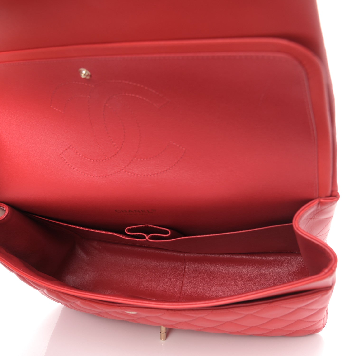 Chanel Lambskin Quilted Maxi Double Flap Red 5 of 10