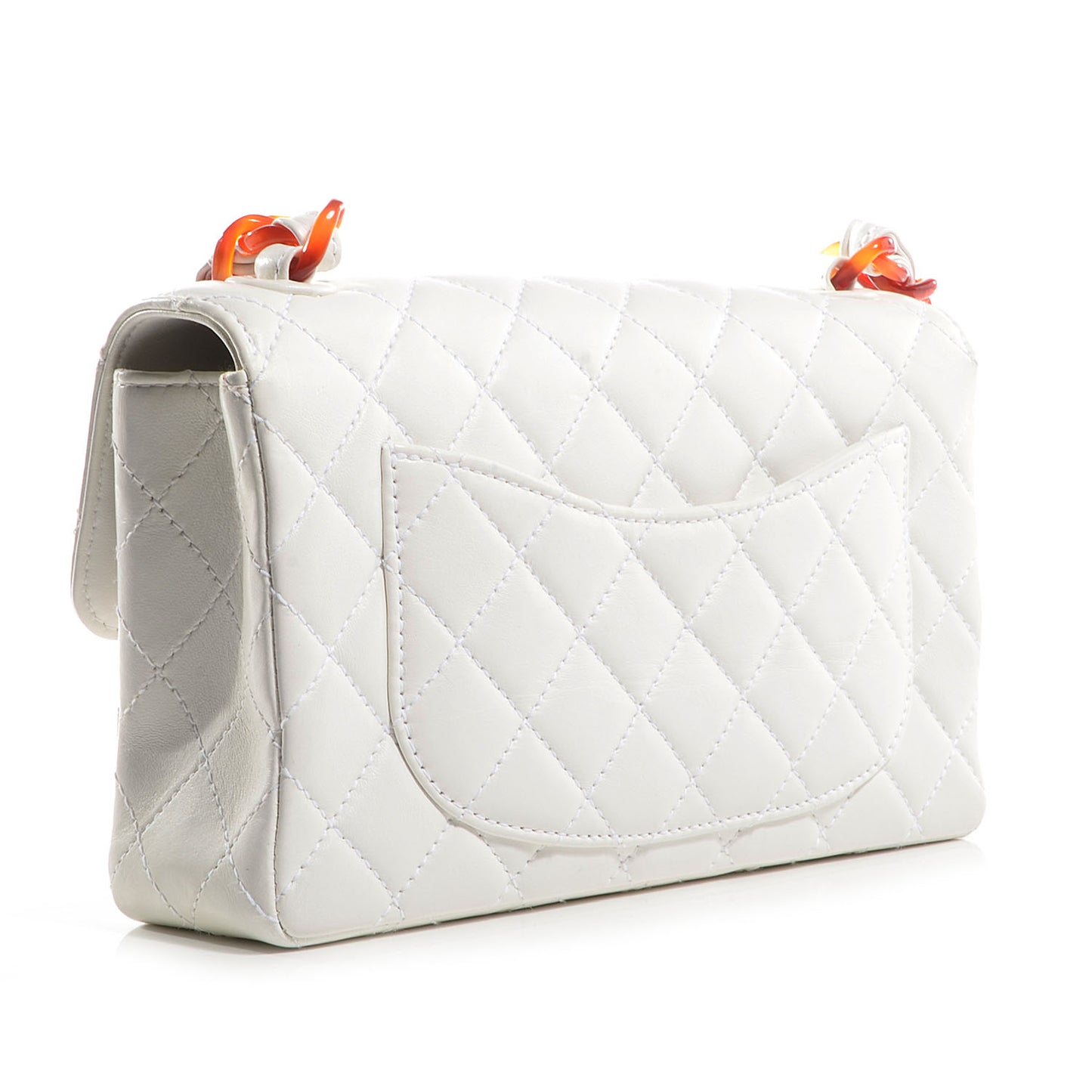 Lambskin Bekko Resin Small Single Flap White