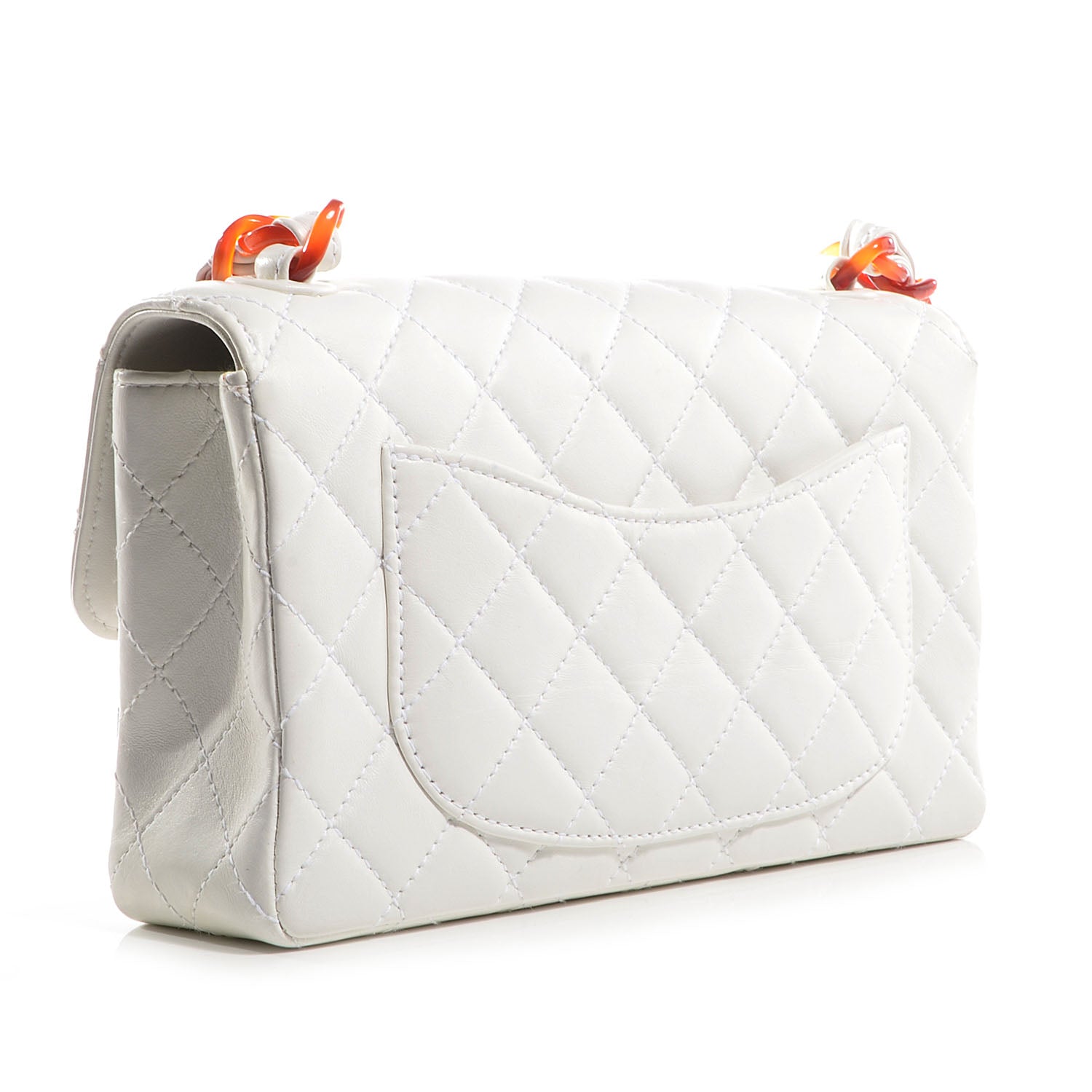 Chanel Lambskin Bekko Resin Small Single Flap White 3 of 9