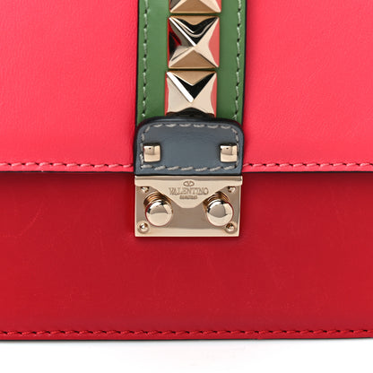 Valentino Garavani Vitello Medium Glam Lock Rockstud Flap Deep Rose Scarlet Grey Green 8 of 16