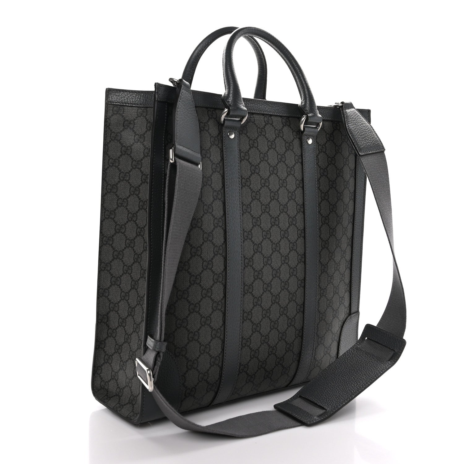 Gucci GG Supreme Monogram Textured Dollar Calfskin Medium Ophidia Tote Grey Black Graphite Grey 3 of 11