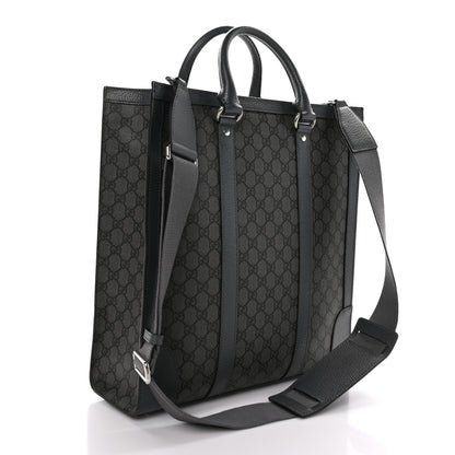 Gucci GG Supreme Monogram Textured Dollar Calfskin Medium Ophidia Tote Grey Black Graphite Grey 3 of 11