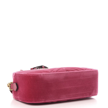 Gucci Velvet Matelasse Small GG Marmont Chain Shoulder Bag Light Raspberry Rose 4 of 11
