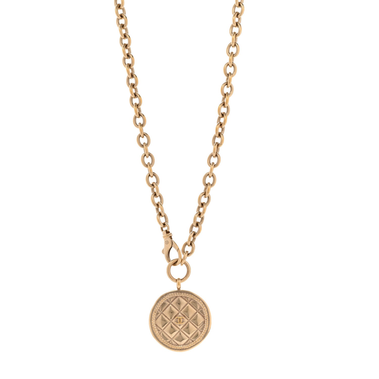 Chanel Quilted CC Pendant Chain Necklace Light Gold 1 of 5