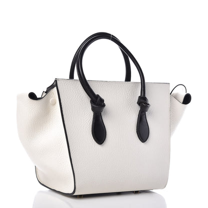 Celine Elephant Calfskin Mini Bi-Color Tie Knot Tote White Black 3 of 16