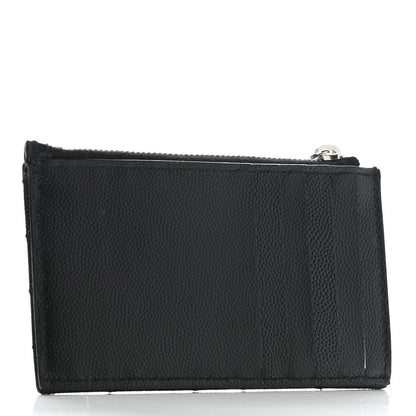 Saint Laurent Monogram Grain de Poudre 5 Fragments Zip Pouch Card Holder Black 3 of 7
